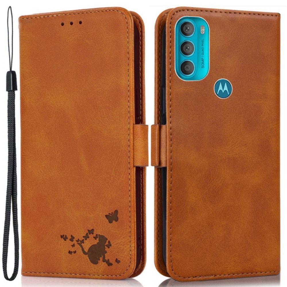 Flip Case voor Moto G71 5G Kat En Vlinders