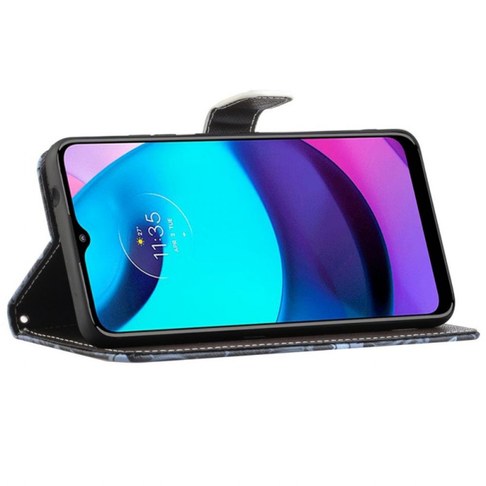 Flip Case voor Moto G71 5G Met Ketting Thong Libellen