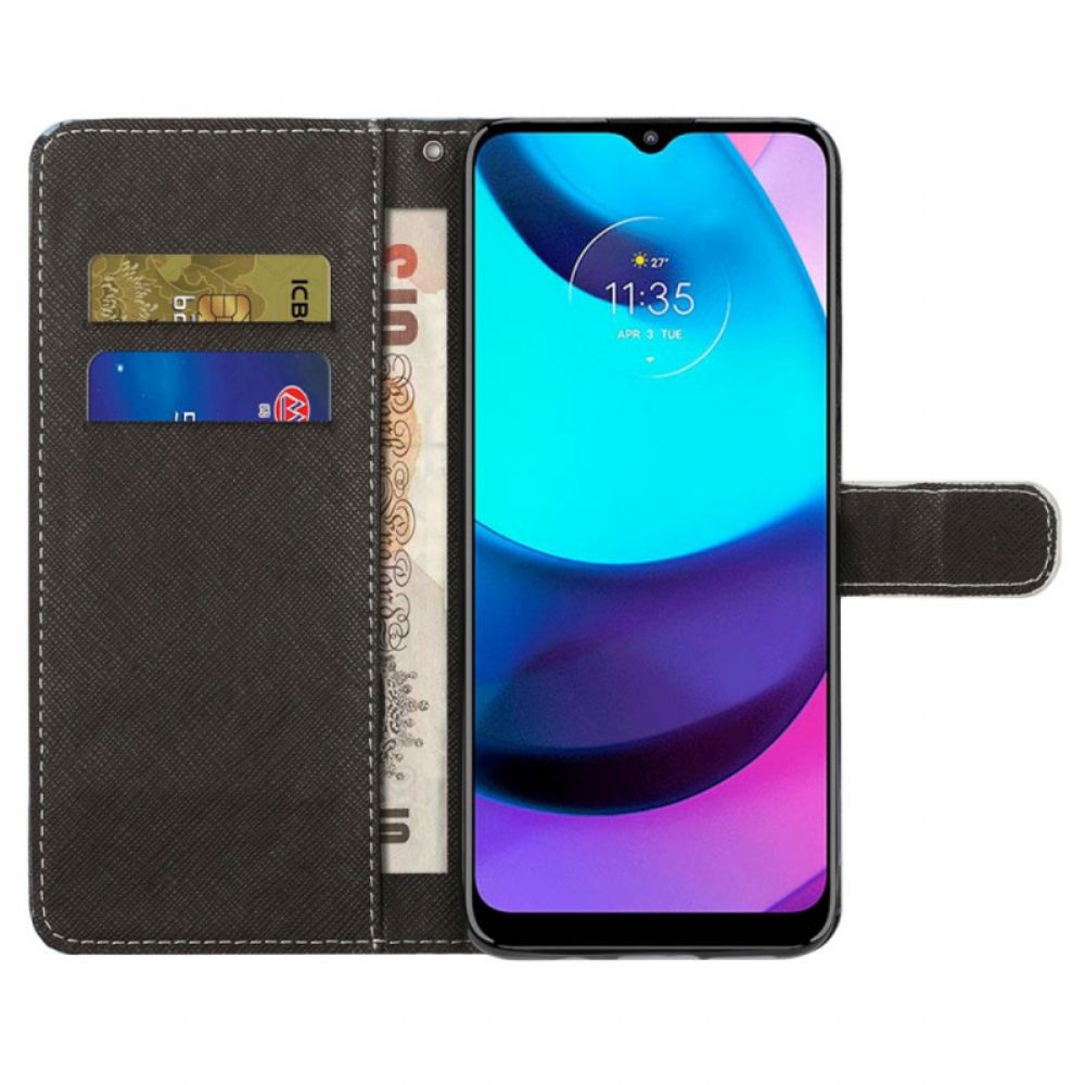 Flip Case voor Moto G71 5G Met Ketting Thong Libellen