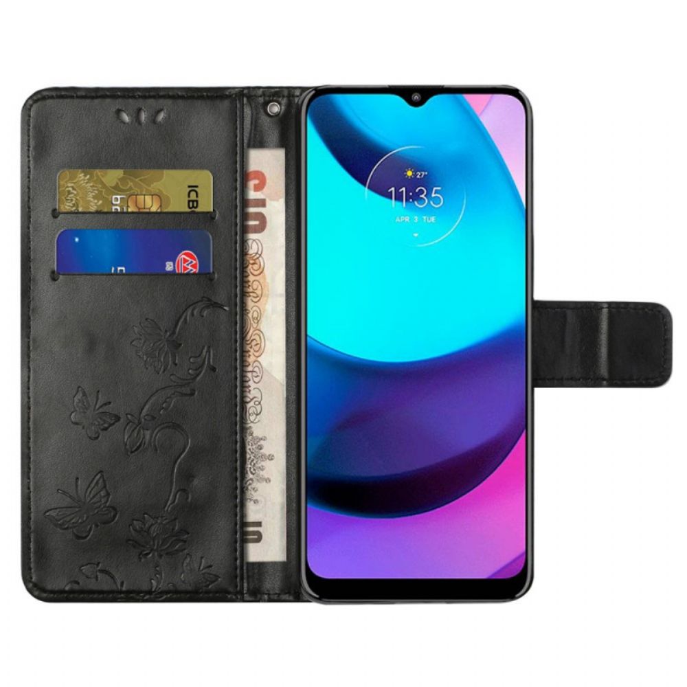 Folio-hoesje voor Moto G71 5G Aziatische Vlinders En Bloemen