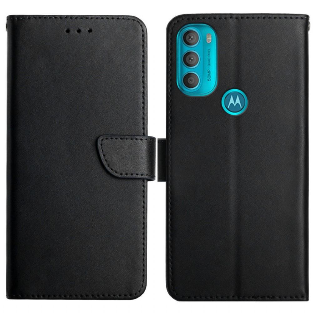 Folio-hoesje voor Moto G71 5G Echt Nappaleer