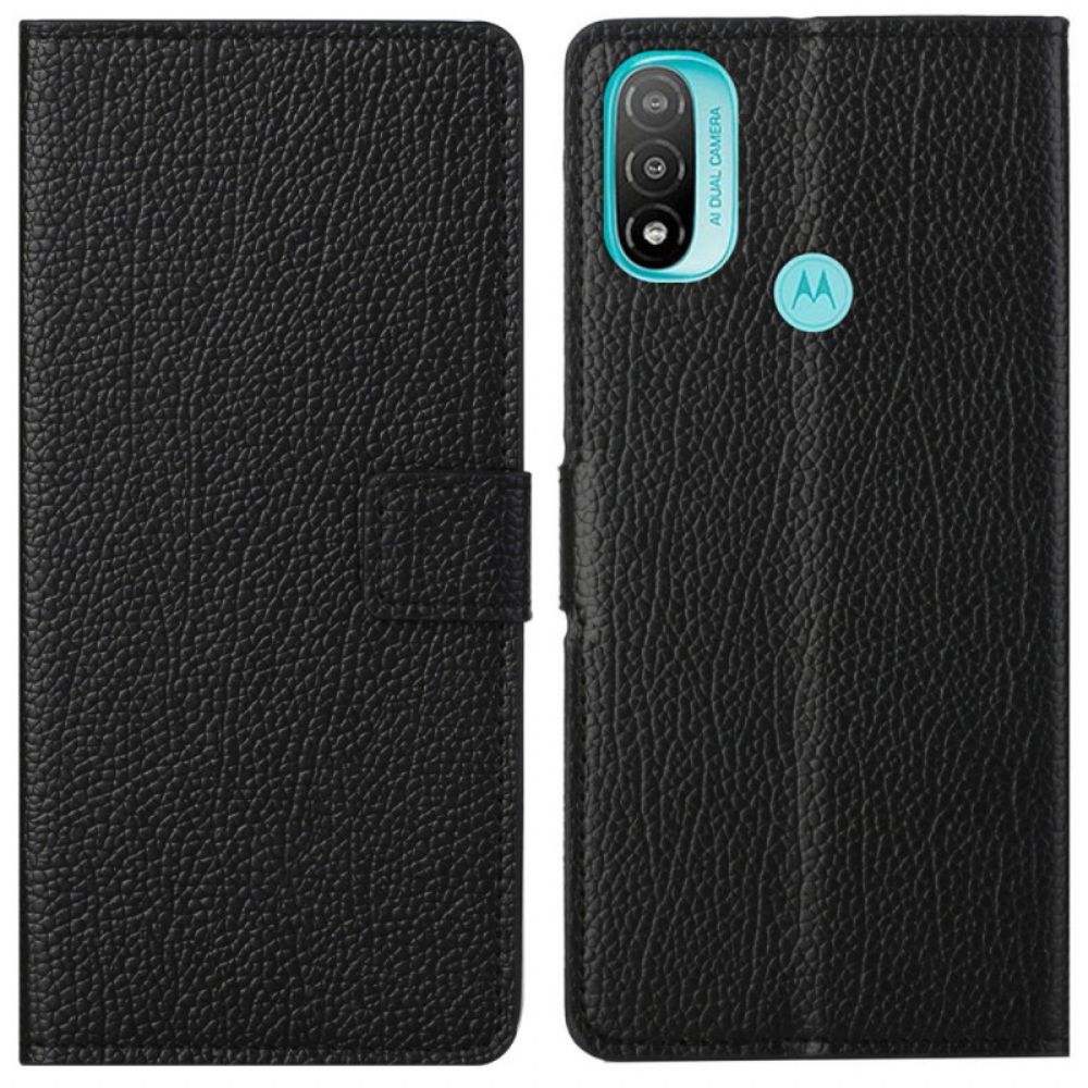 Folio-hoesje voor Moto G71 5G Litchi-leereffect