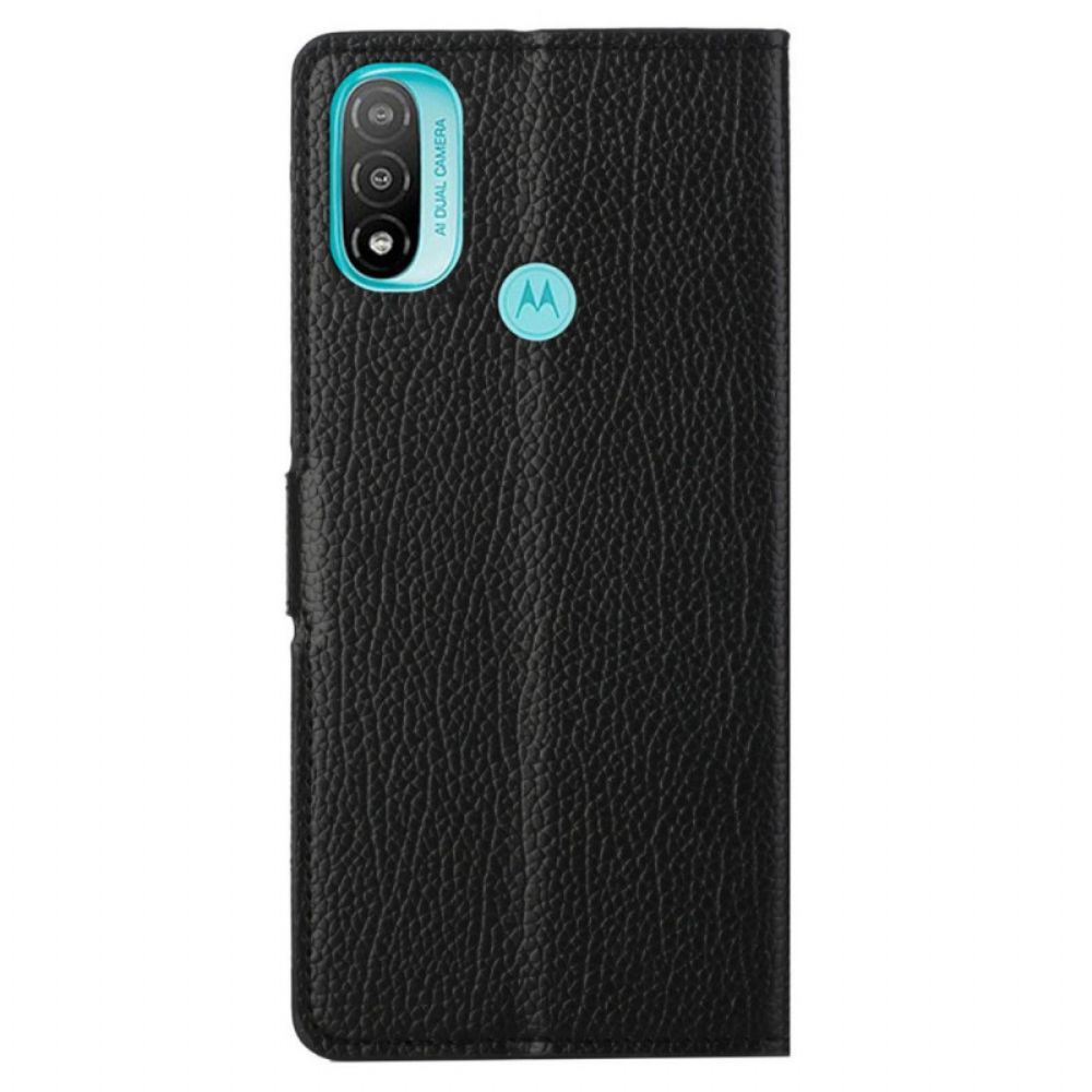 Folio-hoesje voor Moto G71 5G Litchi-leereffect