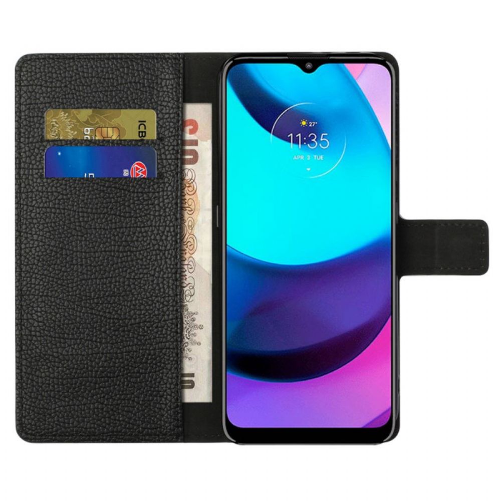 Folio-hoesje voor Moto G71 5G Litchi-leereffect