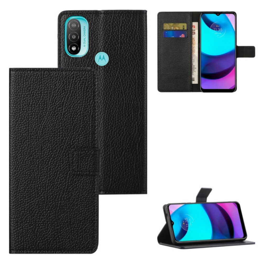 Folio-hoesje voor Moto G71 5G Litchi-leereffect