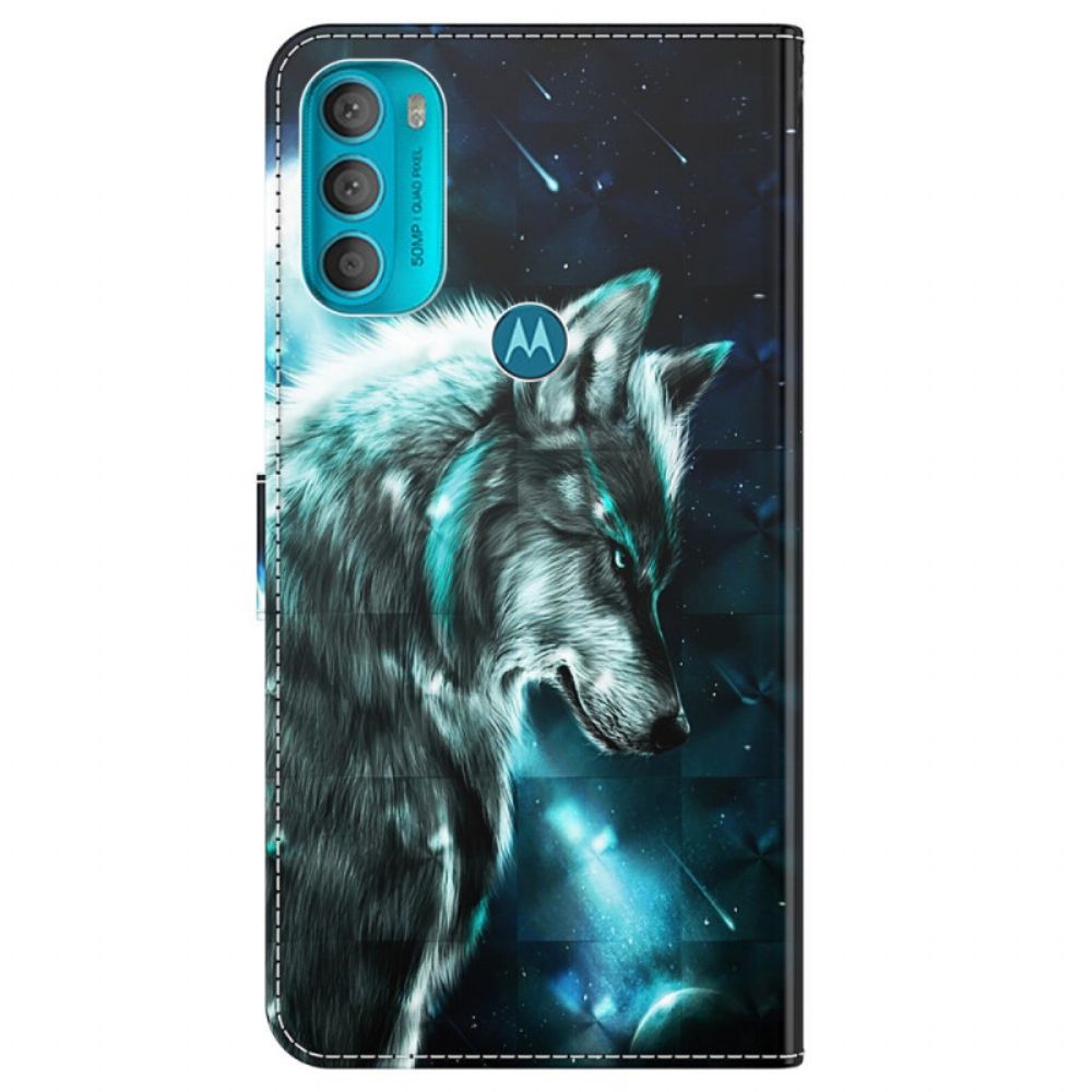 Folio-hoesje voor Moto G71 5G Majestueuze Wolf