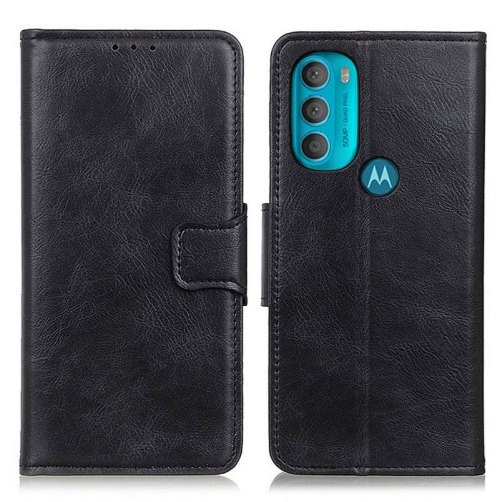 Folio-hoesje voor Moto G71 5G Omkeerbare Sluiting Leereffect