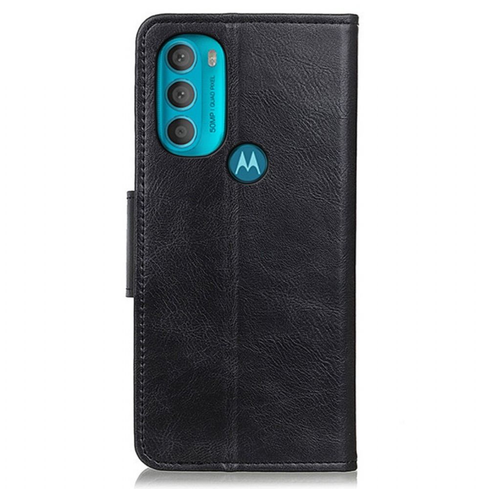 Folio-hoesje voor Moto G71 5G Omkeerbare Sluiting Leereffect