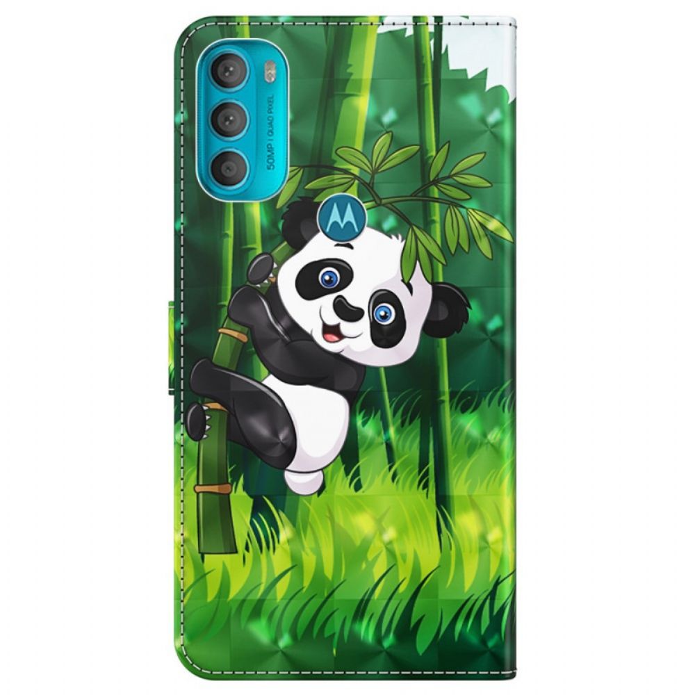 Folio-hoesje voor Moto G71 5G Panda En Bamboe