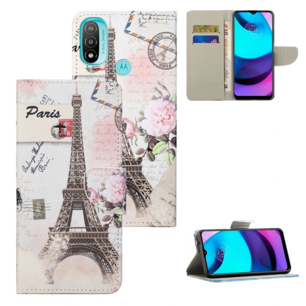 Folio-hoesje voor Moto G71 5G Retro Eiffeltoren