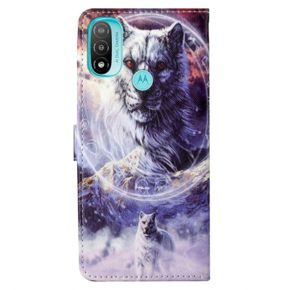 Folio-hoesje voor Moto G71 5G Winterwolf Met Koord