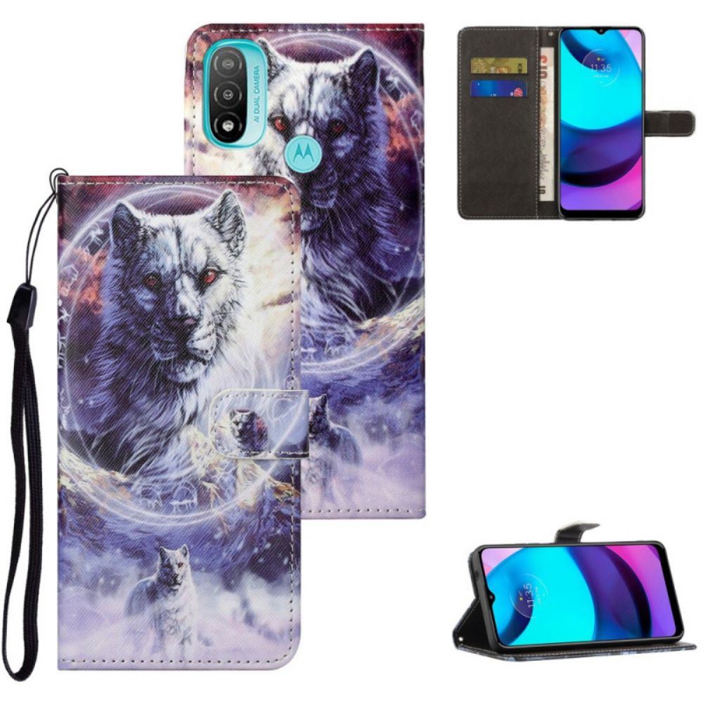 Folio-hoesje voor Moto G71 5G Winterwolf Met Koord