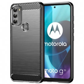 Hoesje voor Moto G71 5G Geborstelde Koolstofvezel