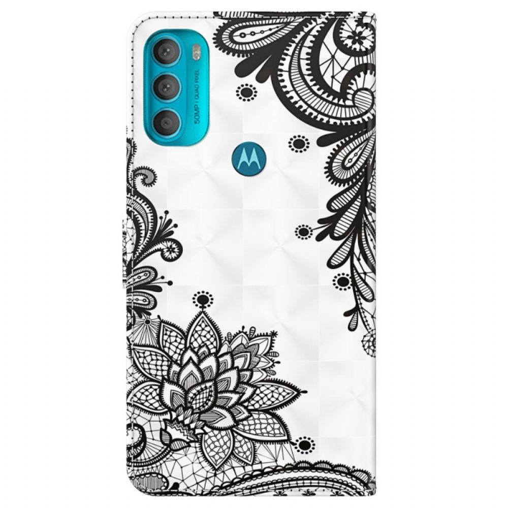 Leren Hoesje voor Moto G71 5G Chique Kant