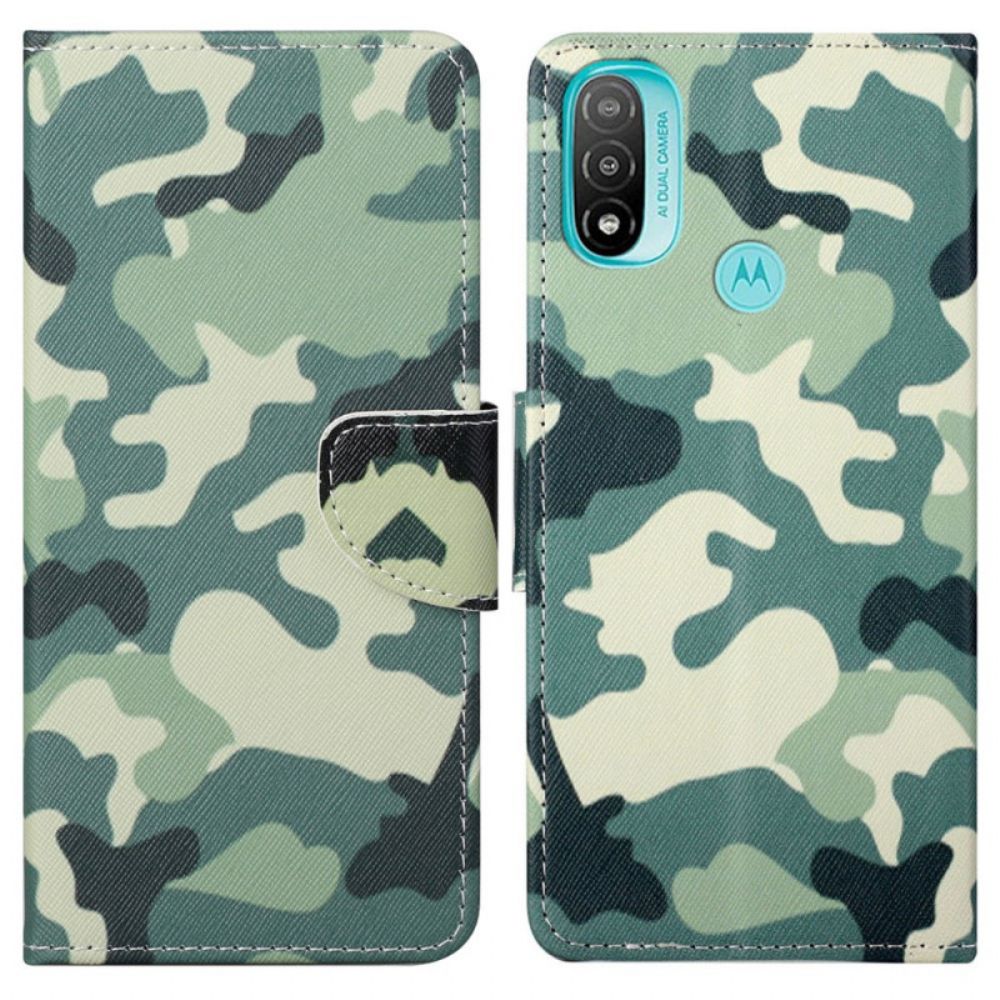 Leren Hoesje voor Moto G71 5G Militaire Camouflage