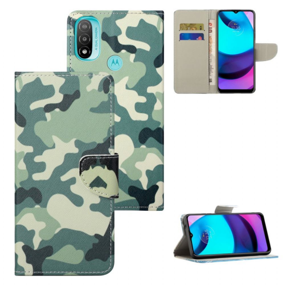 Leren Hoesje voor Moto G71 5G Militaire Camouflage