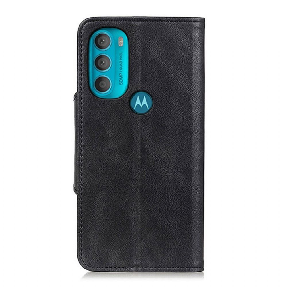 Leren Hoesje voor Moto G71 5G Vintage Kunstleer En Knoop