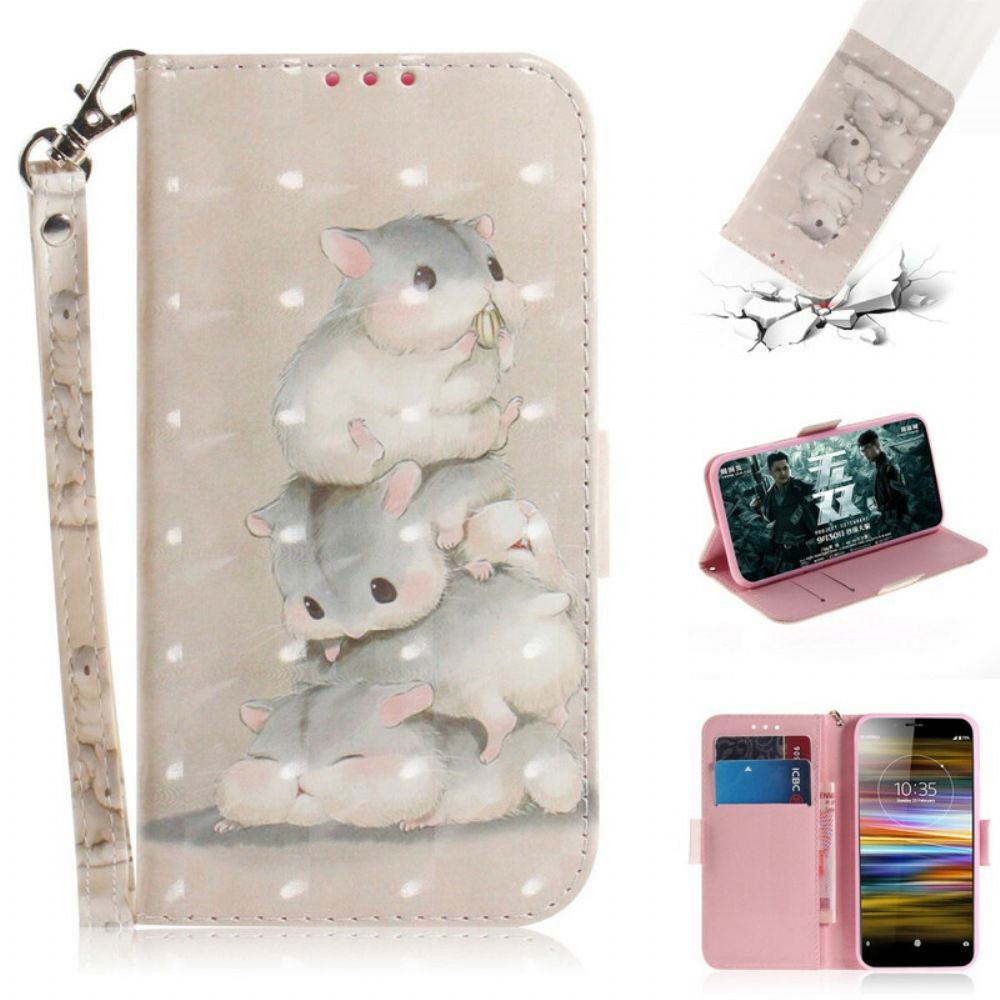 Flip Case voor Sony Xperia L3 Met Ketting Thong Hamsters