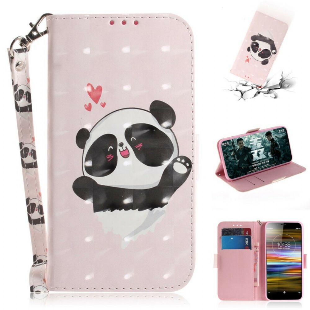 Folio-hoesje voor Sony Xperia L3 Met Ketting Panda Love Met Riem