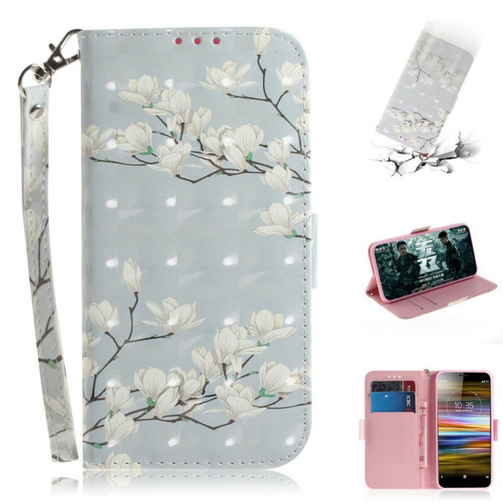 Folio-hoesje voor Sony Xperia L3 Met Ketting Thong Bloemenboom