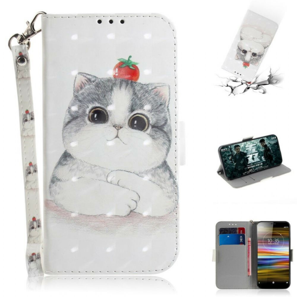 Folio-hoesje voor Sony Xperia L3 Met Ketting Tomaat Op De String Cat