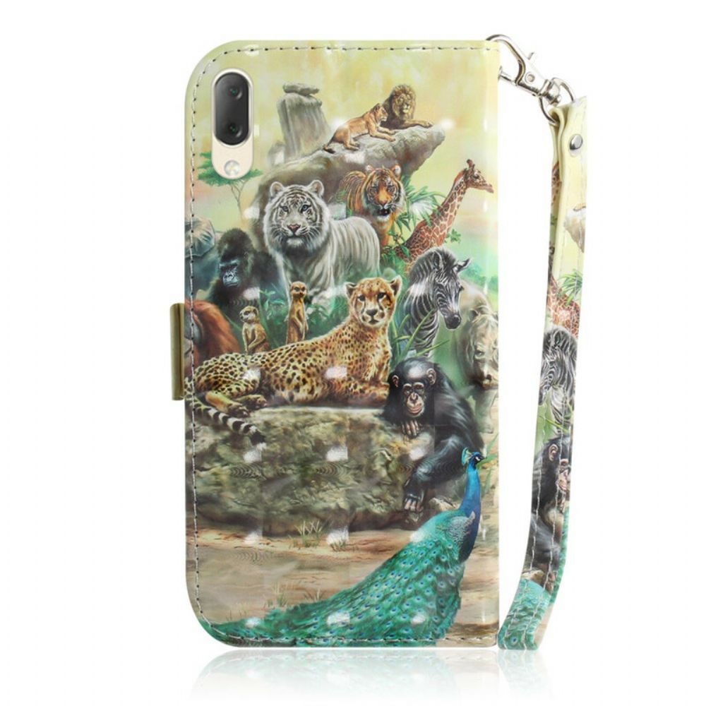 Leren Hoesje voor Sony Xperia L3 Met Ketting Thong Safari Dieren