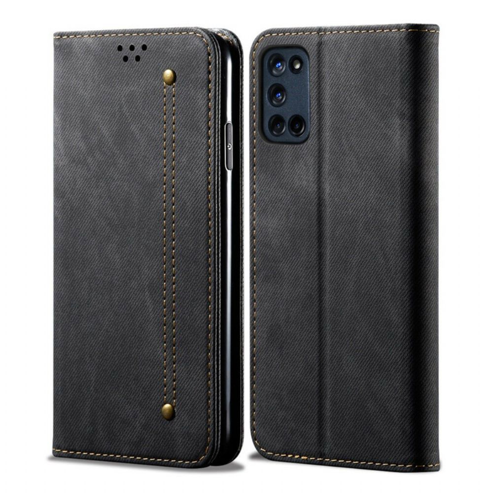 Bescherming Hoesje voor Oppo A72 Folio-hoesje Imitatieleer Jeanstextuur