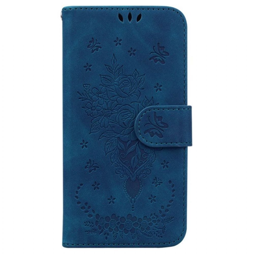 Leren Hoesje voor Honor 90 Rozen Met Riempje