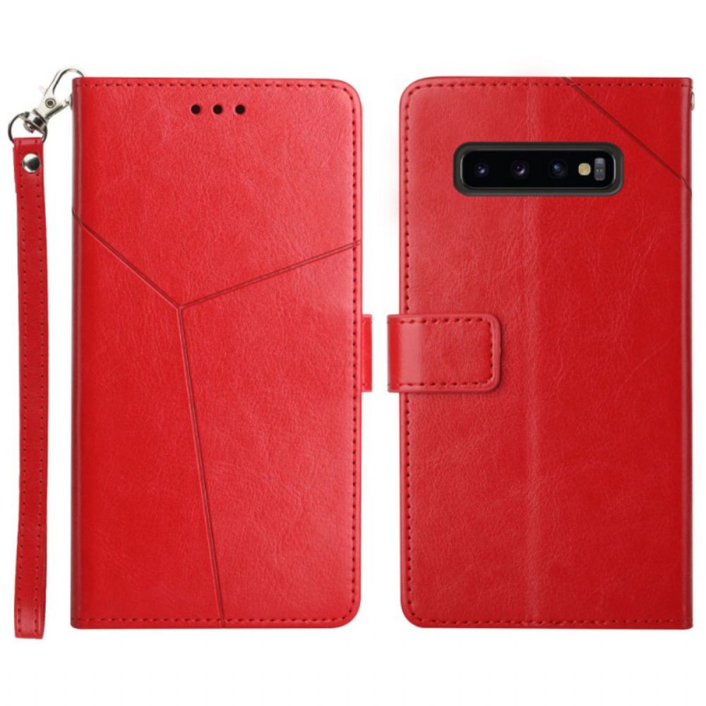 Folio-hoesje voor Samsung Galaxy S10 Plus Geo Y Design Lederen Stijl