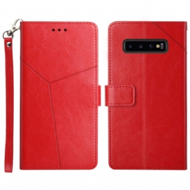 Folio-hoesje voor Samsung Galaxy S10 Plus Geo Y Design Lederen Stijl