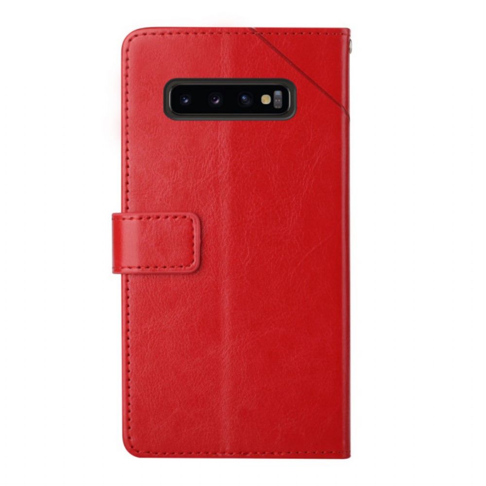 Folio-hoesje voor Samsung Galaxy S10 Plus Geo Y Design Lederen Stijl