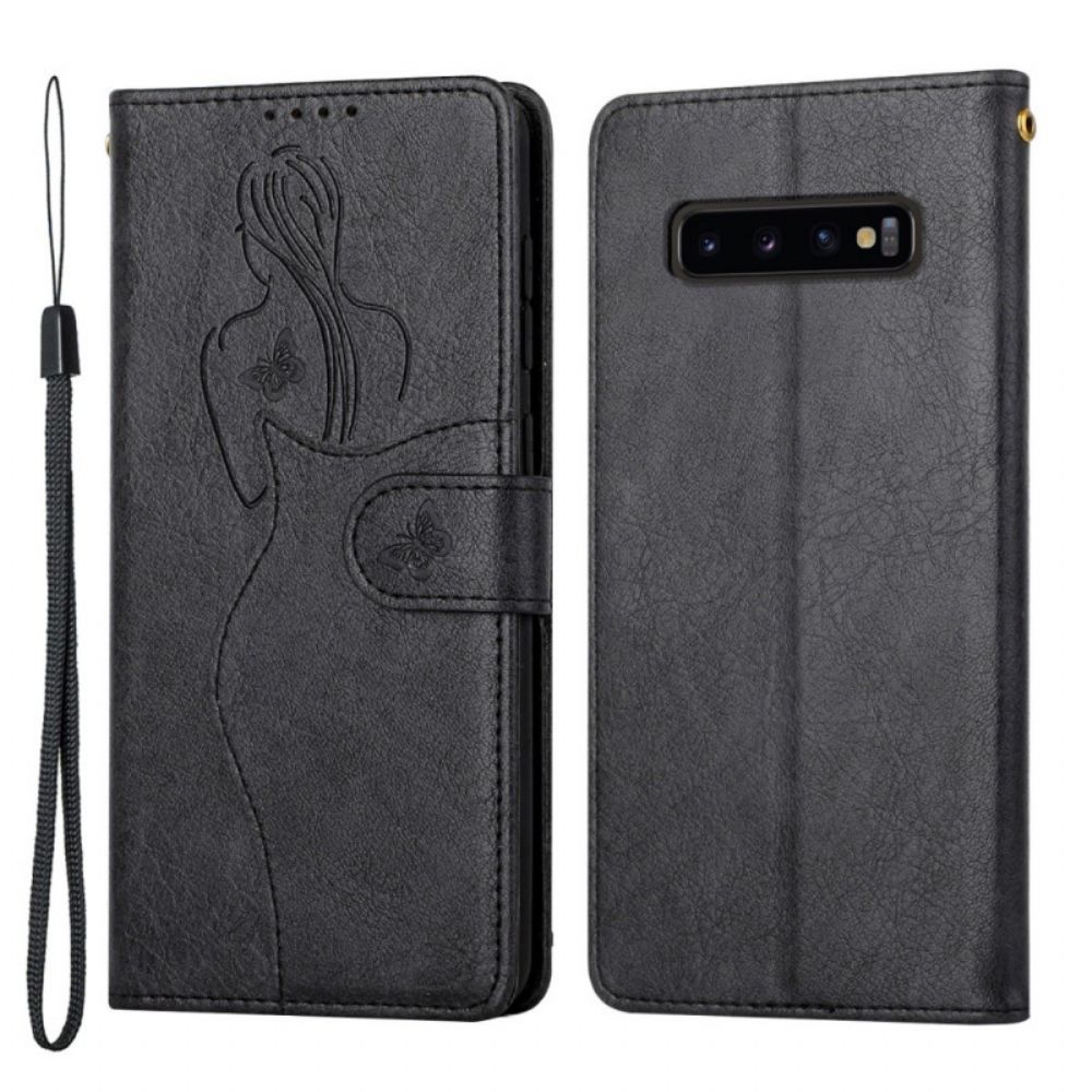 Folio-hoesje voor Samsung Galaxy S10 Plus Kunstleer Silhouet