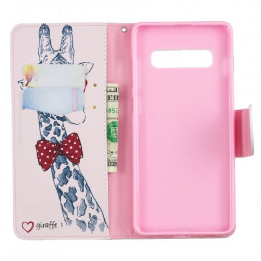 Folio-hoesje voor Samsung Galaxy S10 Plus Nerdy Giraf