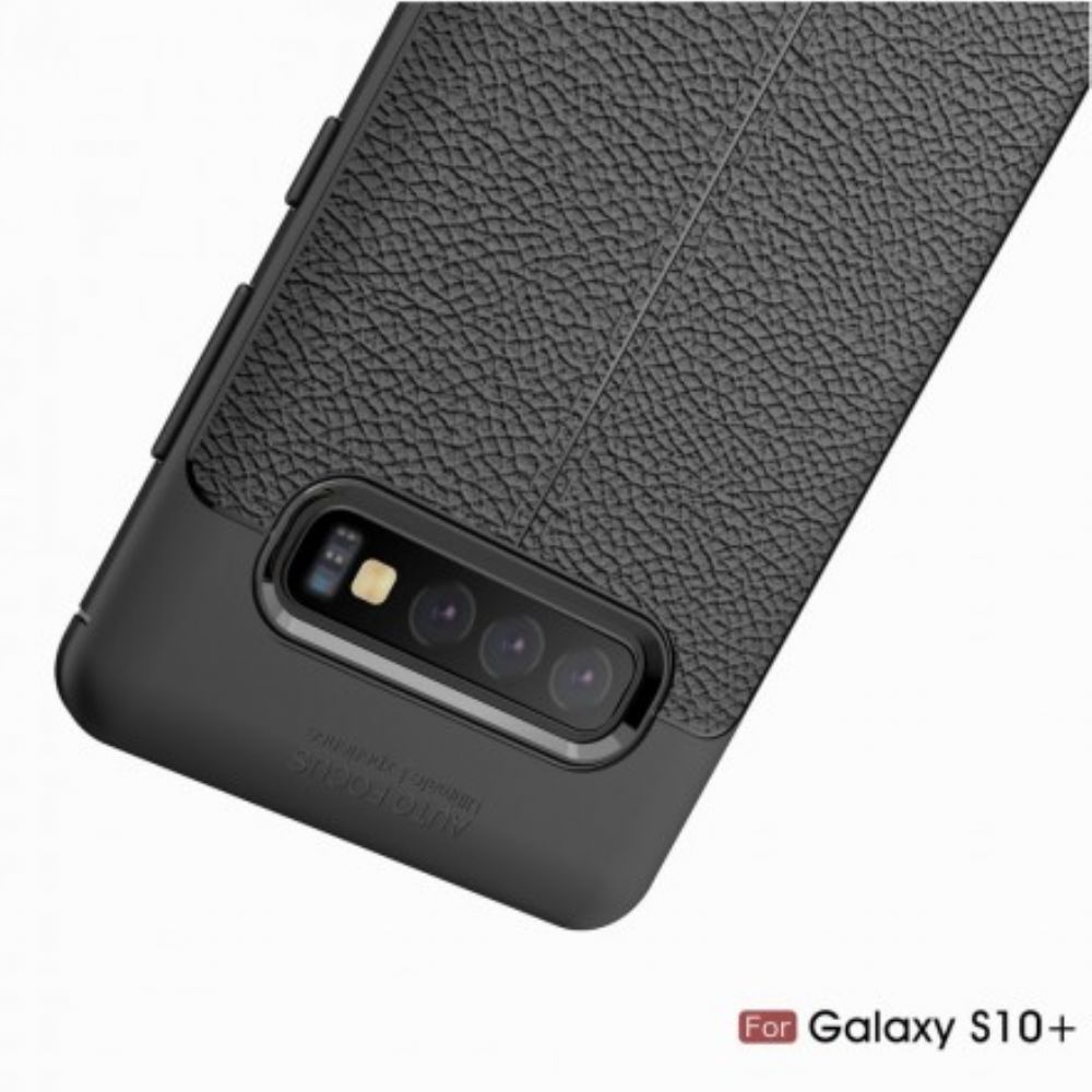 Hoesje voor Samsung Galaxy S10 Plus Dubbele Lijn Litchi Leder Effect