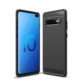 Hoesje voor Samsung Galaxy S10 Plus Geborstelde Koolstofvezel