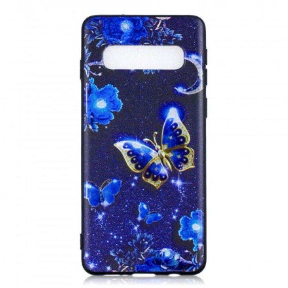 Hoesje voor Samsung Galaxy S10 Plus Gouden Vlinder