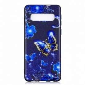 Hoesje voor Samsung Galaxy S10 Plus Gouden Vlinder