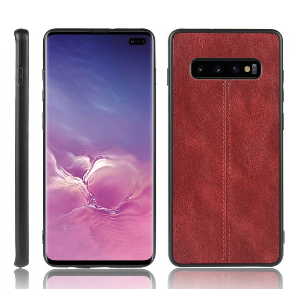 Hoesje voor Samsung Galaxy S10 Plus Naad Leereffect