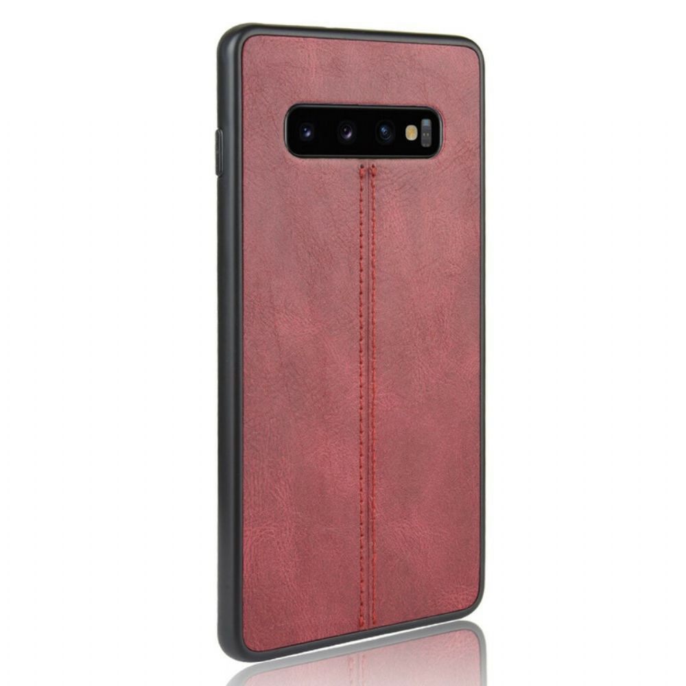 Hoesje voor Samsung Galaxy S10 Plus Naad Leereffect