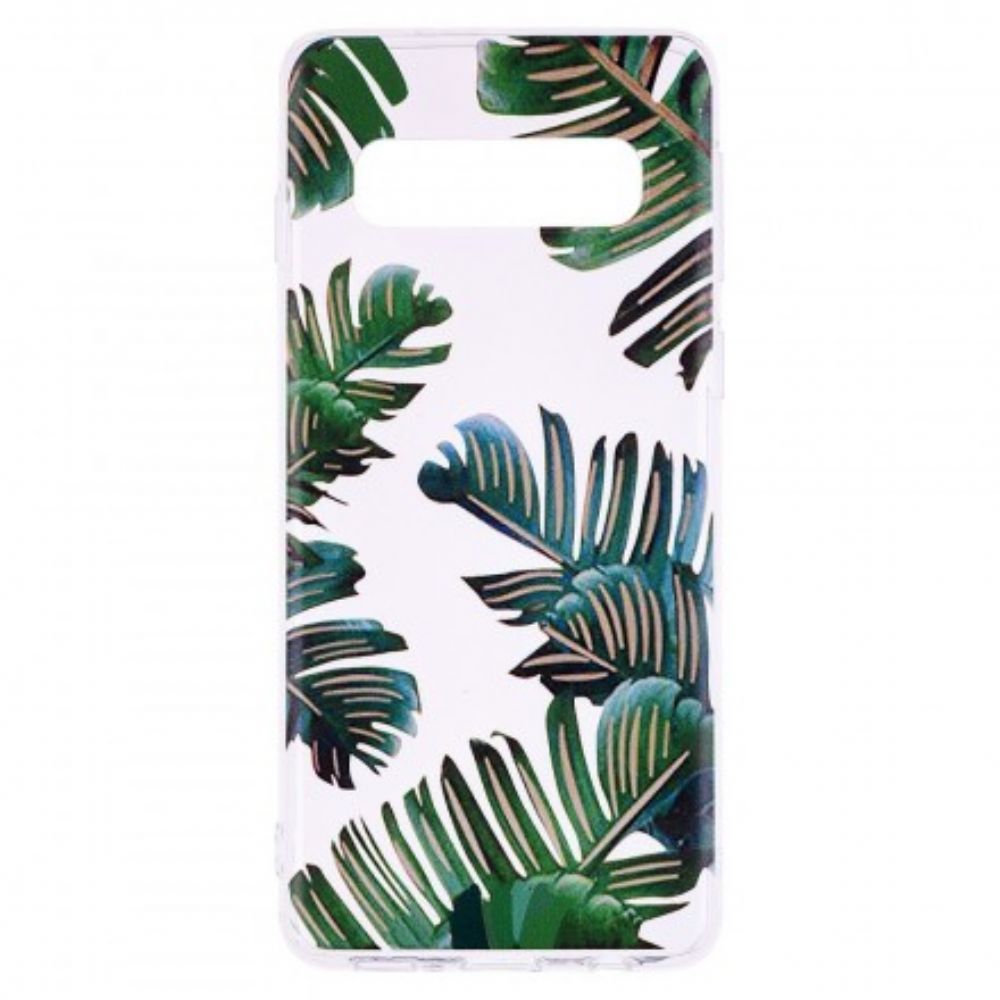 Hoesje voor Samsung Galaxy S10 Plus Transparante Groene Bladeren