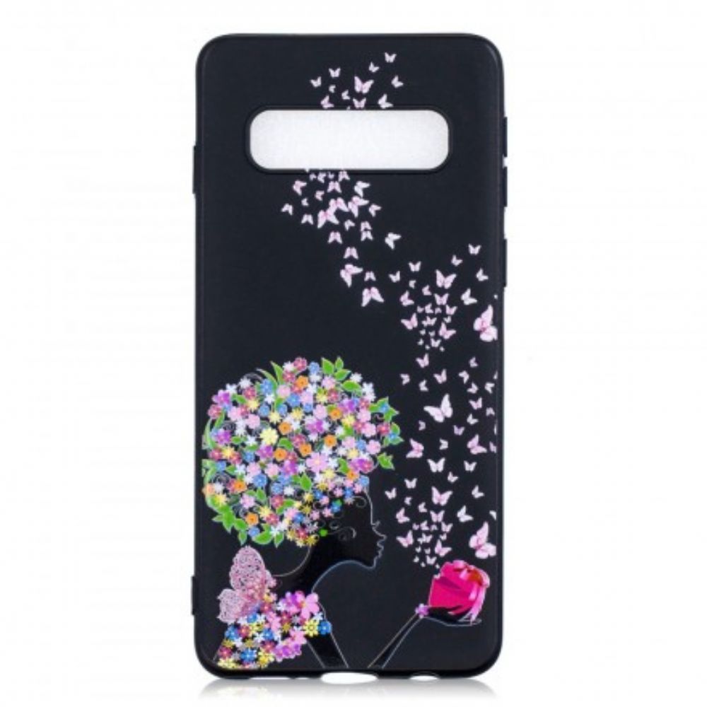 Hoesje voor Samsung Galaxy S10 Plus Vrouw Met Bloemhoofd