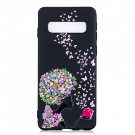 Hoesje voor Samsung Galaxy S10 Plus Vrouw Met Bloemhoofd