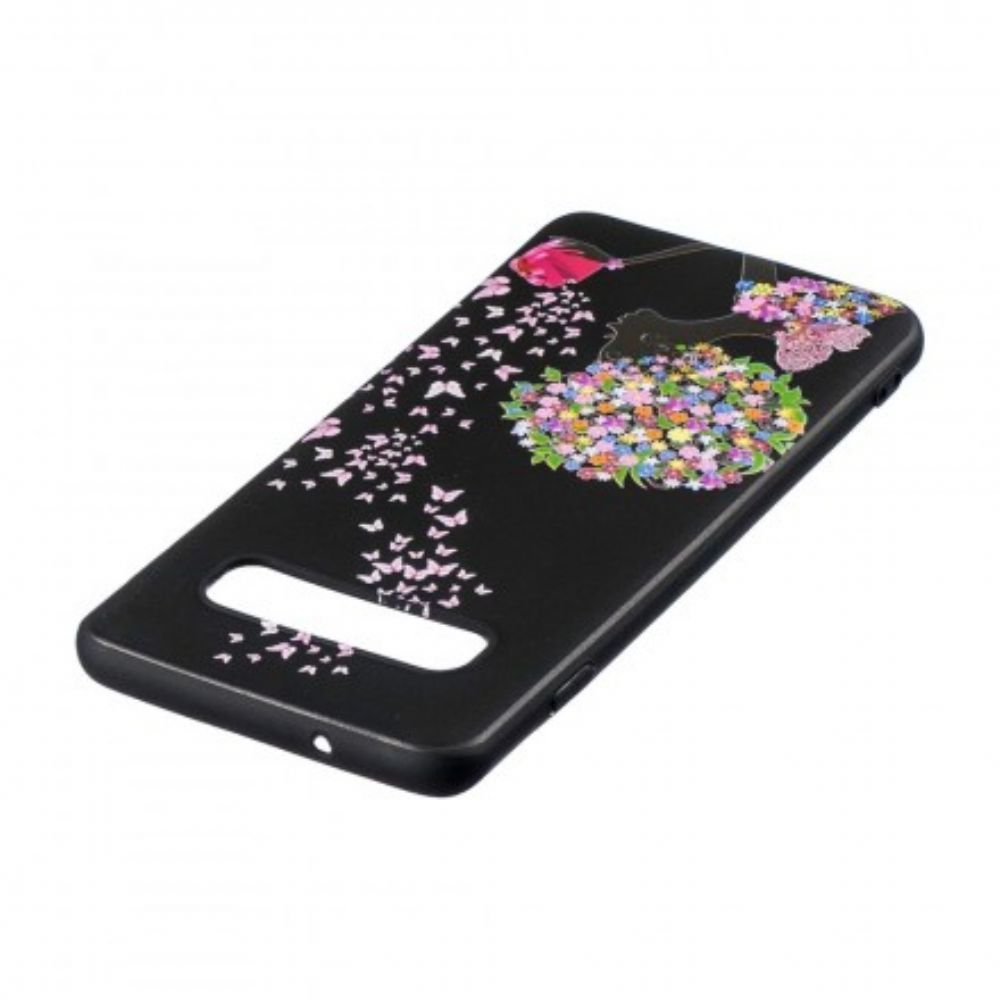 Hoesje voor Samsung Galaxy S10 Plus Vrouw Met Bloemhoofd