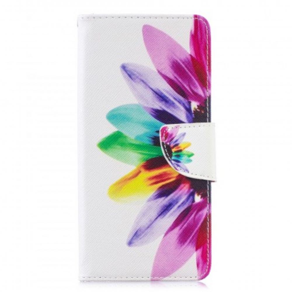 Leren Hoesje voor Samsung Galaxy S10 Plus Aquarel Bloem