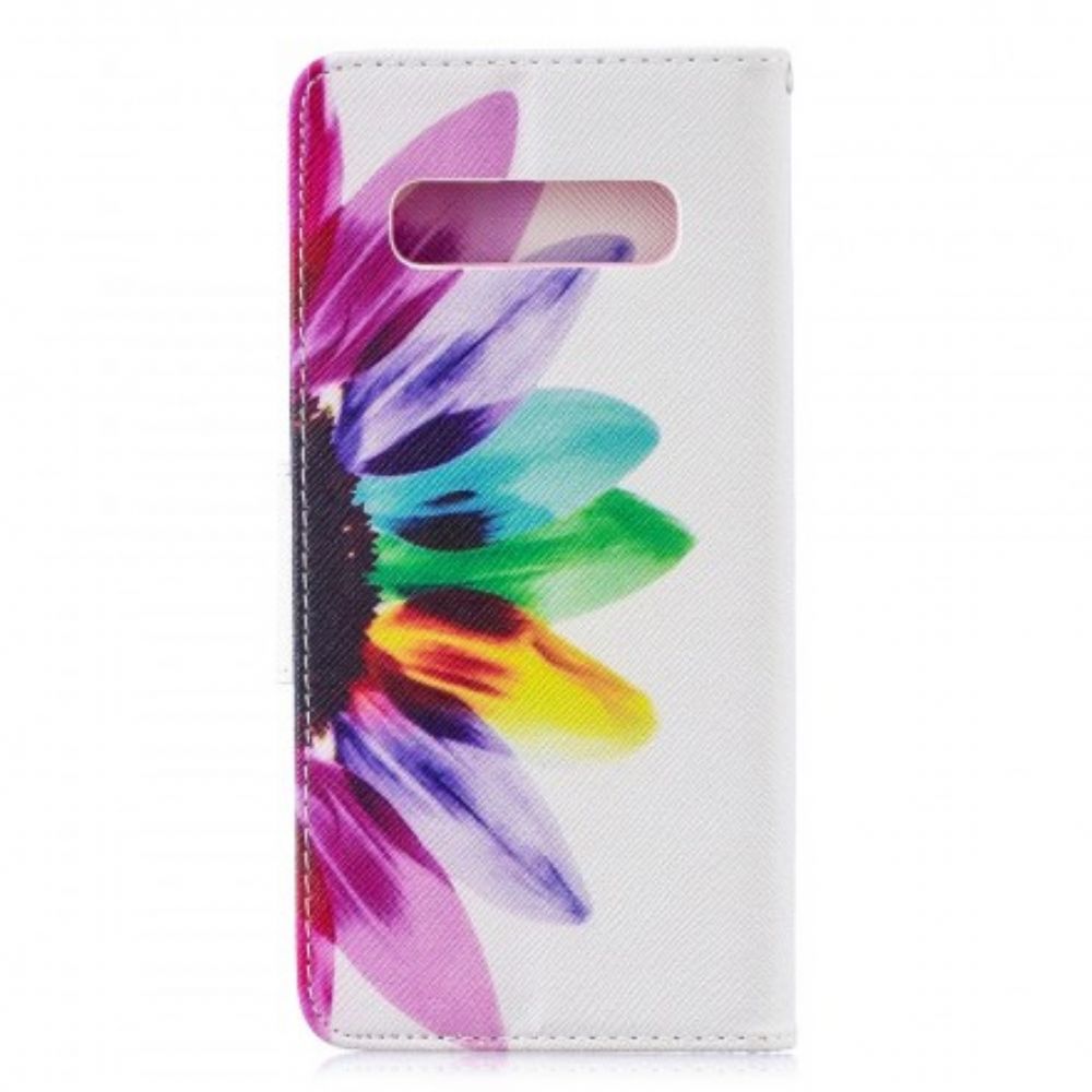 Leren Hoesje voor Samsung Galaxy S10 Plus Aquarel Bloem