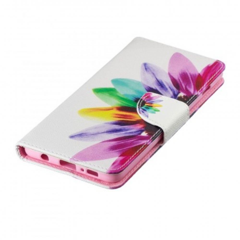 Leren Hoesje voor Samsung Galaxy S10 Plus Aquarel Bloem