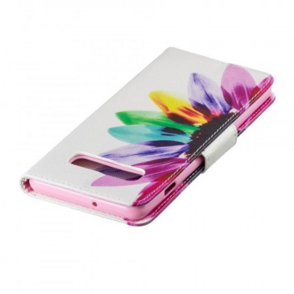 Leren Hoesje voor Samsung Galaxy S10 Plus Aquarel Bloem