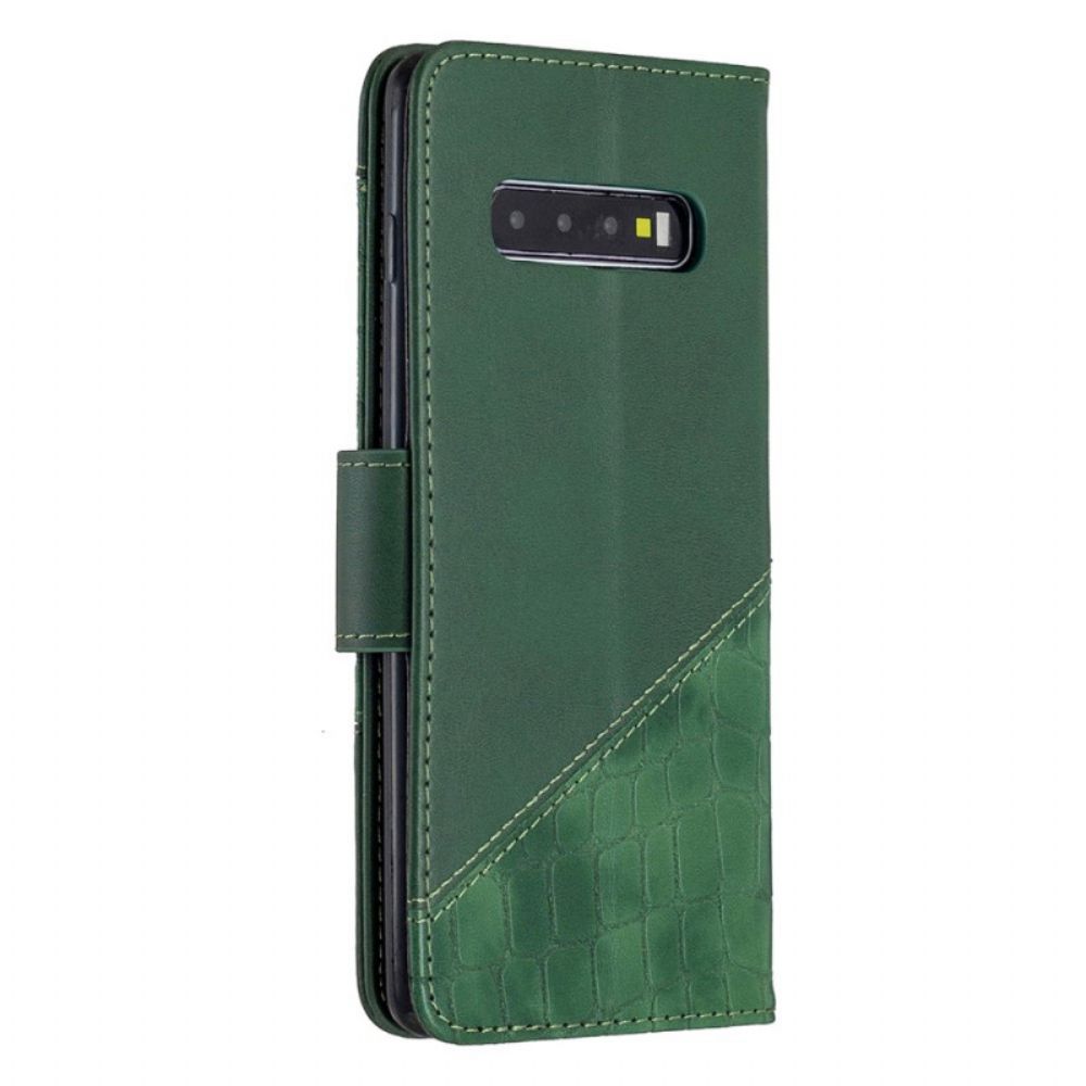 Leren Hoesje voor Samsung Galaxy S10 Plus Klassiek Krokodillenleereffect