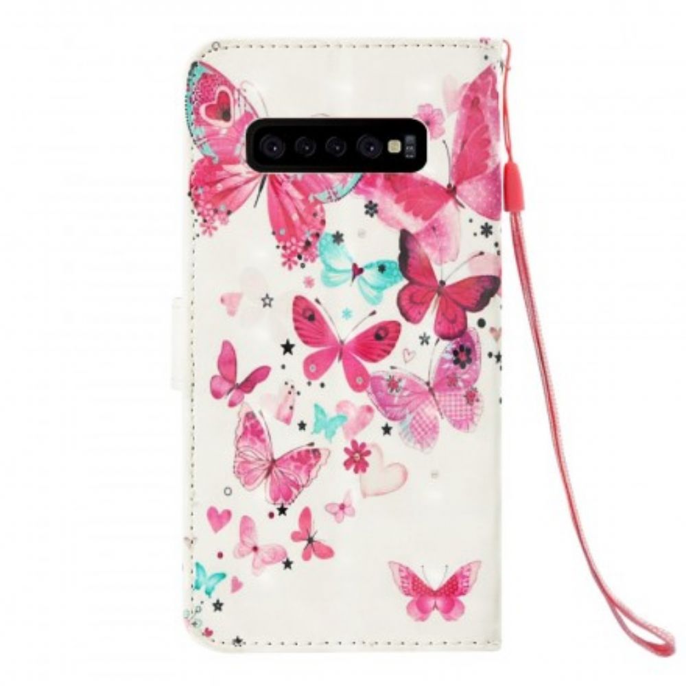 Leren Hoesje voor Samsung Galaxy S10 Plus Vliegende Vlinders