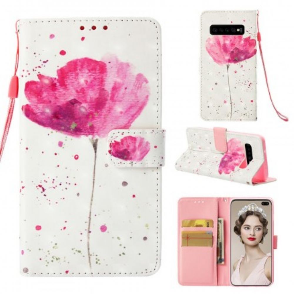 Telefoonhoesje Leren Hoesje voor Samsung Galaxy S10 Plus Aquarel Halster